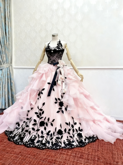 Elegant Prom Dress Halter Ruffle Ball Gown Quinceanera Dress Evening Dress    D3377