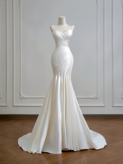 Elegant Wedding Dress Sweetheart Pleated Mermaid Wedding Dress D3389