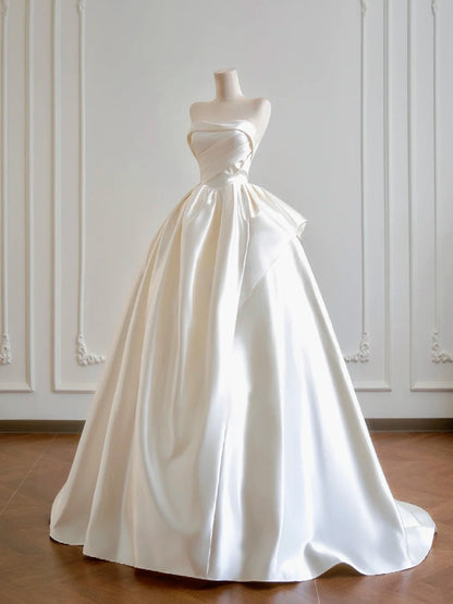 Elegant Wedding Dress Strapless Pleated Wedding Dress D3392