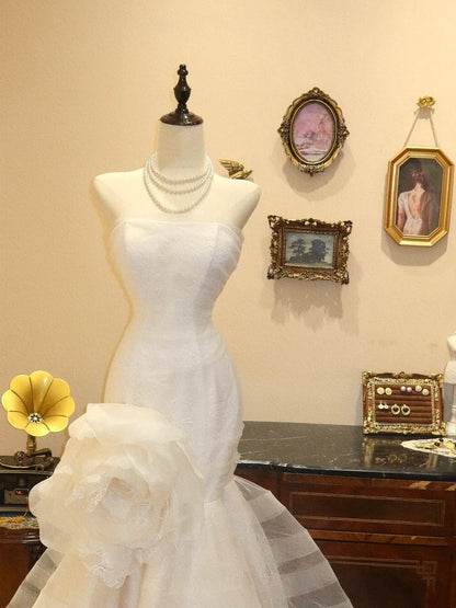 Stunning Wedding Dress Strapless Pleated Mermaid Wedding Dress D3405
