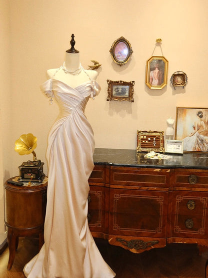 Elegant Prom Dress Off Shoulder Pleated Mermaid Evening Dress Birthday Party Dress     D3407