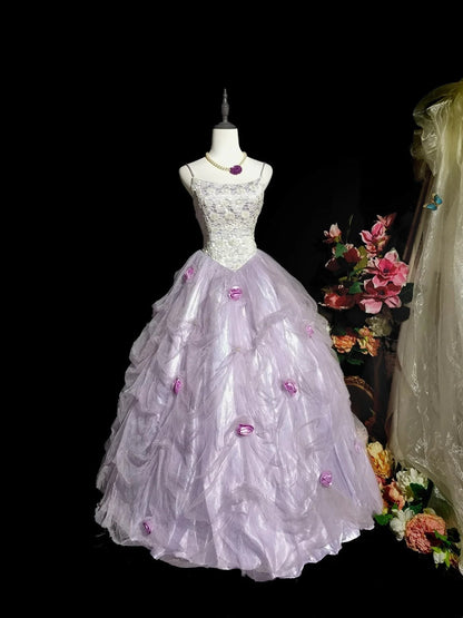 Stunning Prom Dress Spaghetti Straps Tulle Ball Gown Evening Dress Quinceanera Dress D3423