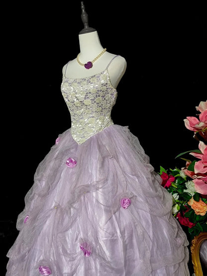 Stunning Prom Dress Spaghetti Straps Tulle Ball Gown Evening Dress Quinceanera Dress D3423