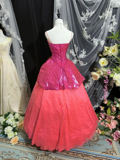 Sweet Prom Dress Spaghetti Straps Tulle Ball Gown Evening Dress Sweet 16 Dress D3428