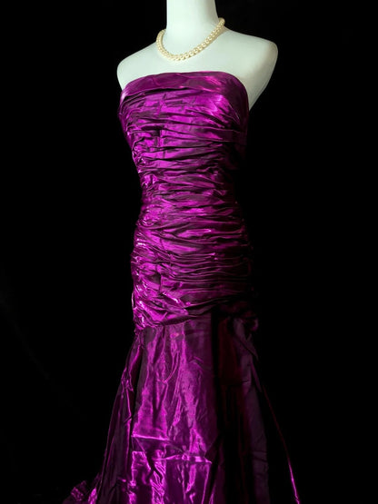Gorgeous Prom Dress Strapless Pleated Mermaid Evening Dress Birthday Party Dress  D3431