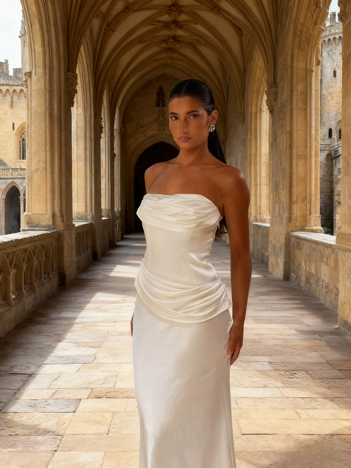 Elegant Prom Dress Strapless Pleated Long Evening Dress Gala Dress  D3465