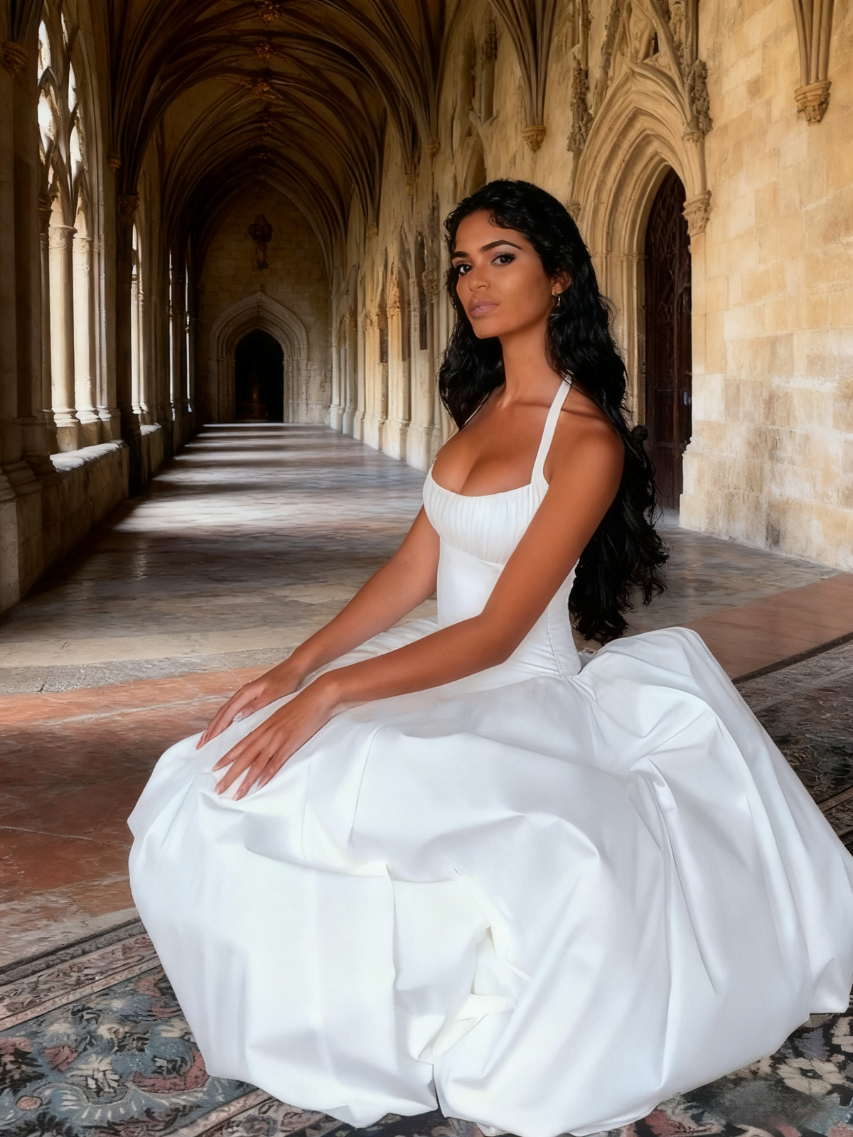 Minimalist Prom Dress Halter Slit Pleated Evening Dress Birthday Party Dress  D3469