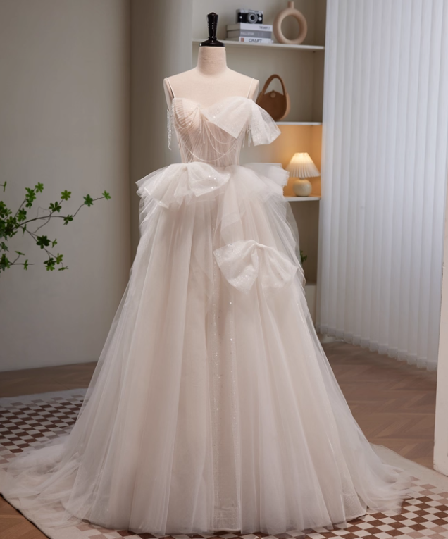 New Arrival Wedding Dress Spaghetti Straps Tulle Wedding Dress  D3470