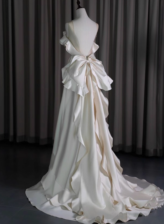 New Arrival Wedding Dress A Line Crew Neck Ruffle Wedding Dress        D3477