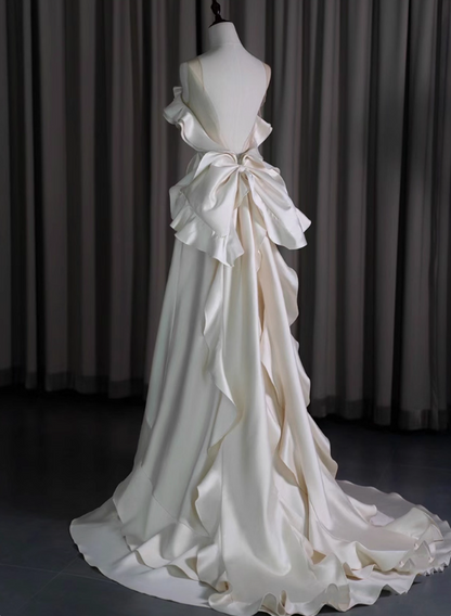 New Arrival Wedding Dress A Line Crew Neck Ruffle Wedding Dress        D3477