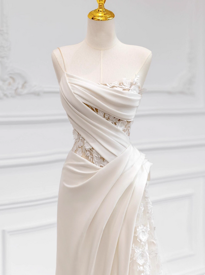 Elegant Wedding Dress One Shoulder Pleated Tulle Wedding Dress   D3482