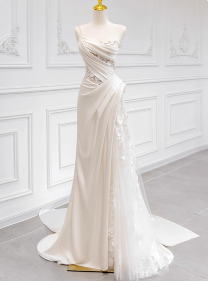 Elegant Wedding Dress One Shoulder Pleated Tulle Wedding Dress   D3482