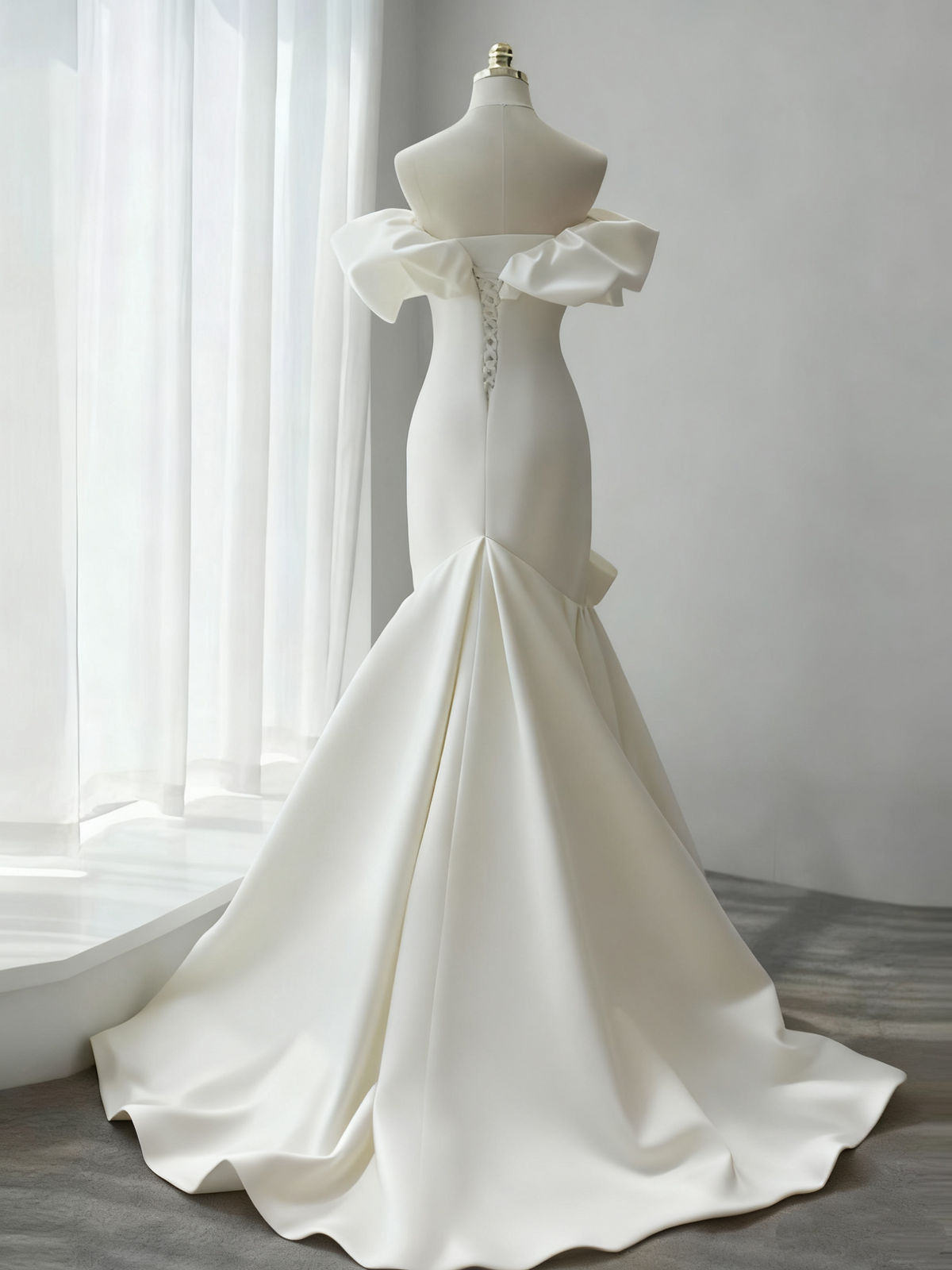 Stunning Wedding Dress Off Shoulder Pleated Mermaid Wedding Dress   D3483
