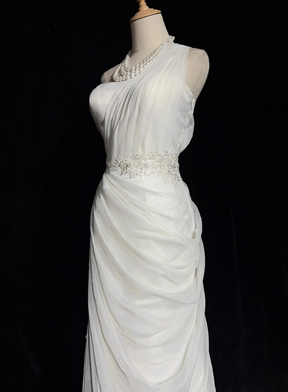 Elegant Wedding Dress One Shoulder Pleated Wedding Dress  D3488