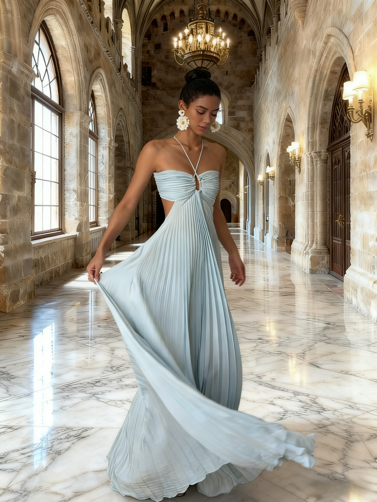 New Arrival Prom Dress Halter Pleated Birthday Party Dress Evening Dress   D3468