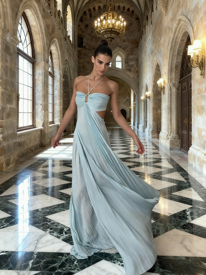 New Arrival Prom Dress Halter Pleated Birthday Party Dress Evening Dress   D3468