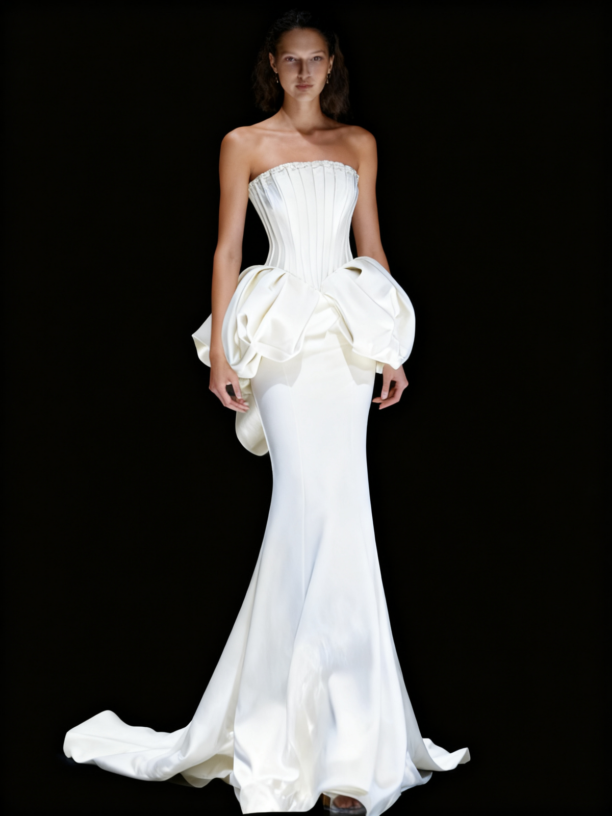 New Arrival Wedding Dress Strapless Pleated Mermaid Wedding Dress D3503
