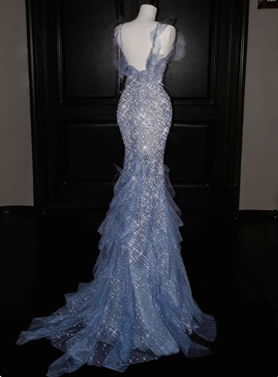 New Arrival Prom Dress Halter Mermaid Birthday Party Dress Evening Dress  D3504