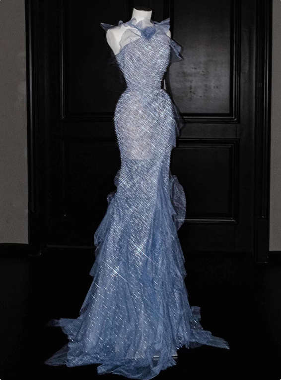 New Arrival Prom Dress Halter Mermaid Birthday Party Dress Evening Dress  D3504