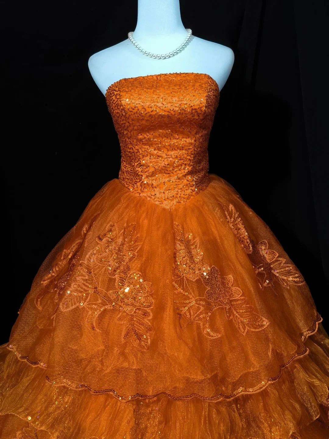 Beauty Prom Dress Strapless Tulle Tiered Ball Gown Quinceanera Dress Evening Dress   D3555
