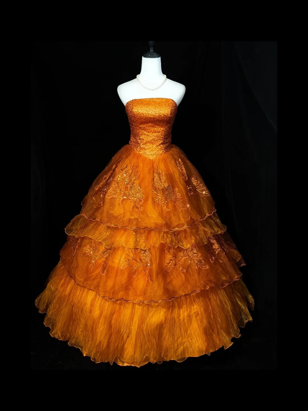 Beauty Prom Dress Strapless Tulle Tiered Ball Gown Quinceanera Dress Evening Dress   D3555