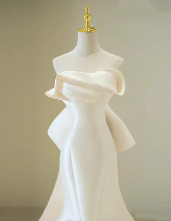 Beauty Wedding Dress Strapless Bowknot Mermaid Wedding Dress  D3258