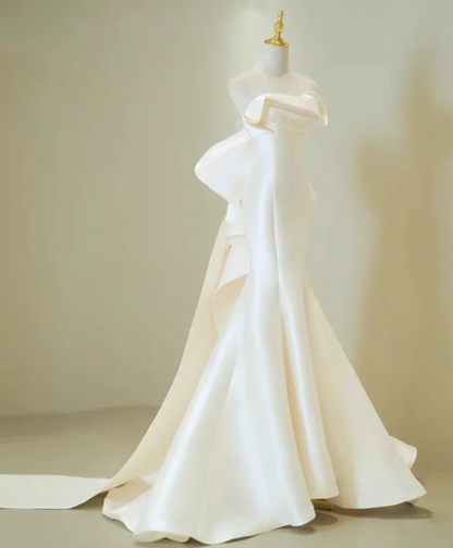 Beauty Wedding Dress Strapless Bowknot Mermaid Wedding Dress  D3258