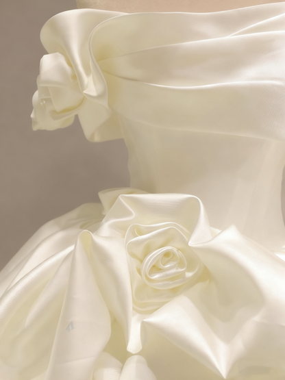 New Arrival Wedding Dress Off Shoulder Pleated Rose Wedding Dress    D3579
