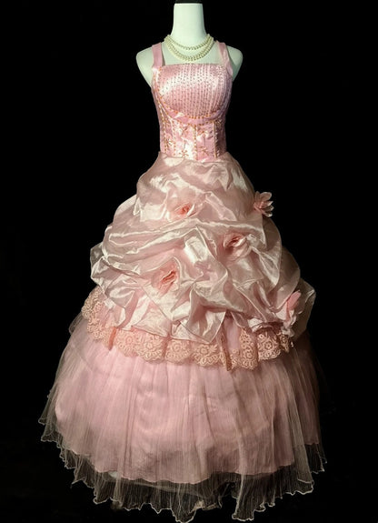 Sweet Prom Dress Square Neck Pleated Beading Evening Dress Ball Gown Quinceanera Dress  D3583