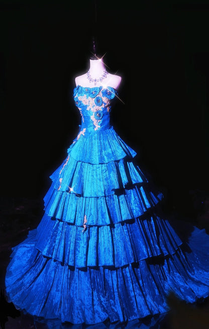 Gorgeous Prom Dress Strapless Pleated Evening Dress Ball Gown Quinceanera Dress  D3584