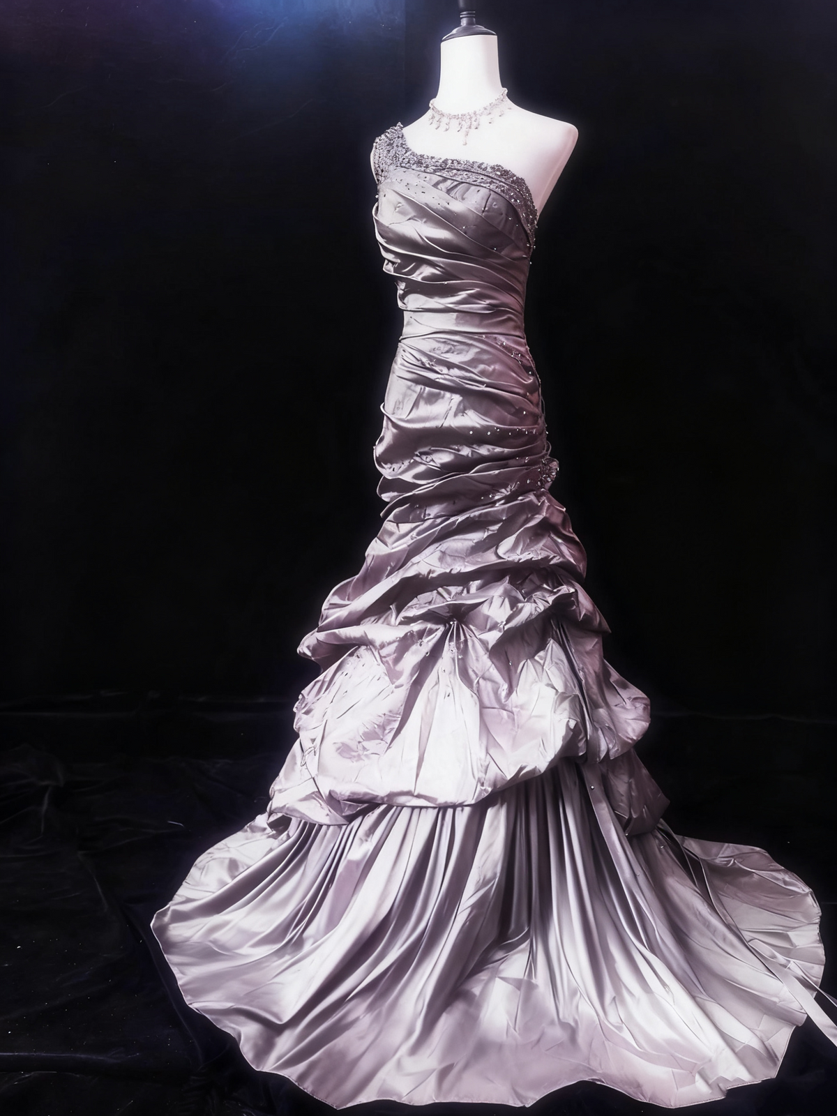 Vintage Prom Dress One Shoulder Pleated Evening Gown Gala Dress   D3586