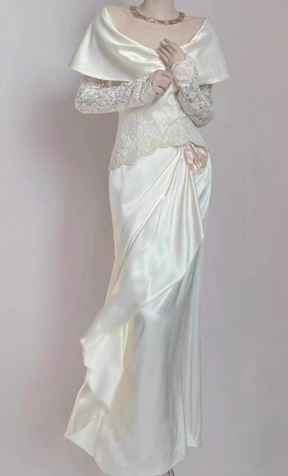 New Arrival Wedding Dress Off Shoulder Lace Pleated Wedding Dress    D3590