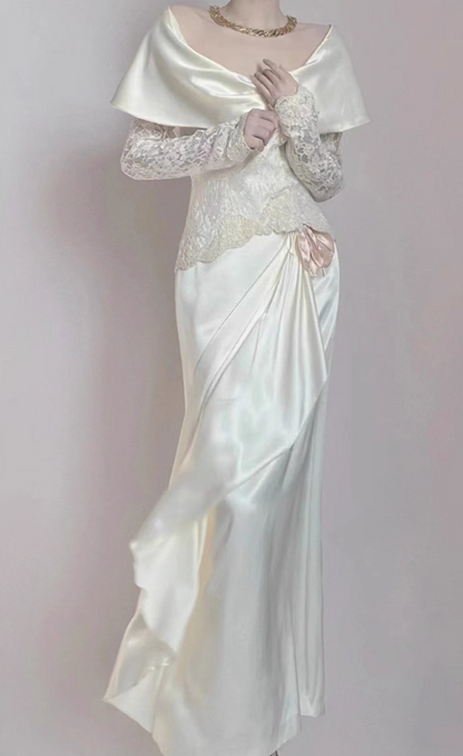 New Arrival Wedding Dress Off Shoulder Lace Pleated Wedding Dress    D3590
