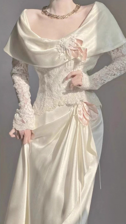 New Arrival Wedding Dress Off Shoulder Lace Pleated Wedding Dress    D3590