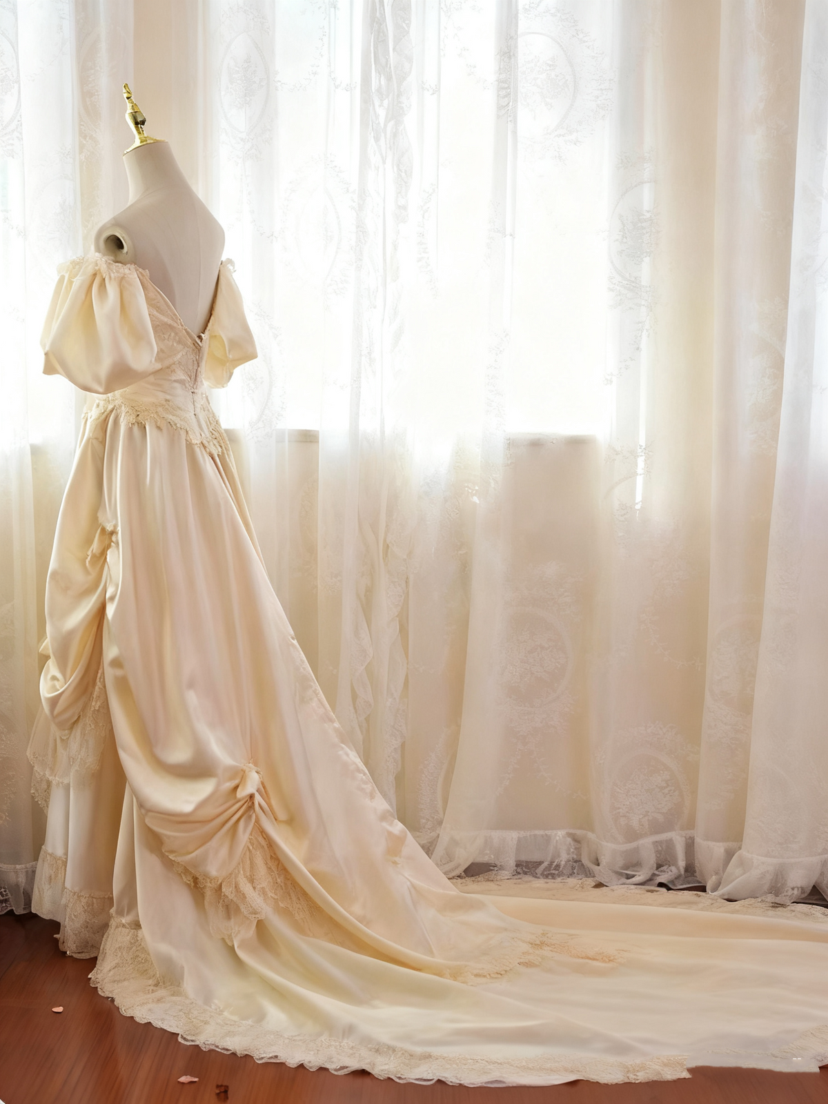 Vintage Wedding Dress Sweetheart Pleated Lace Wedding Dress  D3601