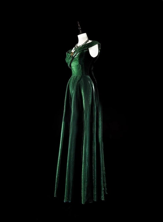 Elegant Prom Dress Dark Green A Line Straps Pleated Evening Dress Gala Dress   D3603