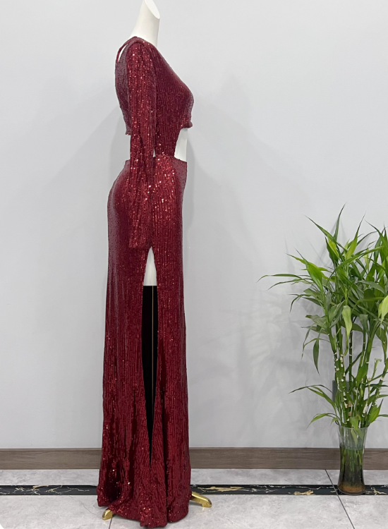 Gorgeous Prom Dress Asymmetrical Neck Sequins Cocktail Dress Birthday Party Dress     D3626