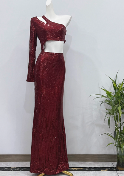 Gorgeous Prom Dress Asymmetrical Neck Sequins Cocktail Dress Birthday Party Dress     D3626