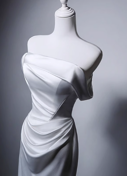 Minimalist Wedding Dress Off Shoulder Pleated Mermaid Wedding Dress  D3638