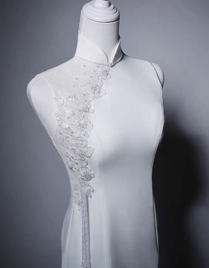 Minimalist Wedding Dress High Collar Mermaid Wedding Dress  D3641