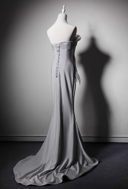 Minimalist Prom Dress Strapless Pleated Mermaid Evening Dress Gala Dress     D3642
