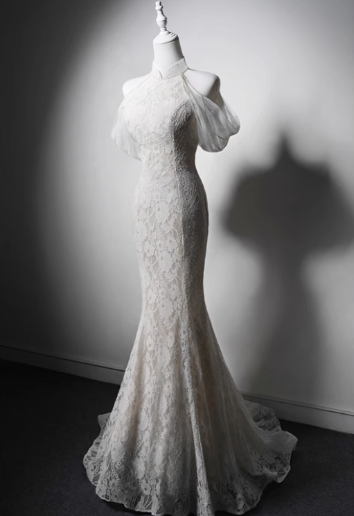 Elegant Wedding Dress Off Shoulder Backless Lace Mermaid Wedding Dress  D3643