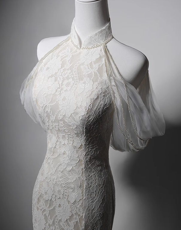 Elegant Wedding Dress Off Shoulder Backless Lace Mermaid Wedding Dress  D3643