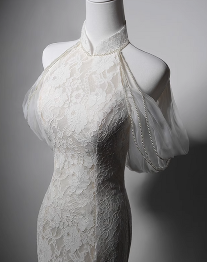 Elegant Wedding Dress Off Shoulder Backless Lace Mermaid Wedding Dress  D3643
