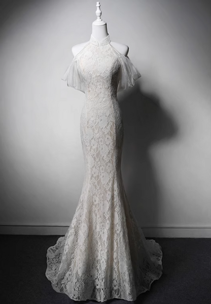 Elegant Wedding Dress Off Shoulder Backless Lace Mermaid Wedding Dress  D3643