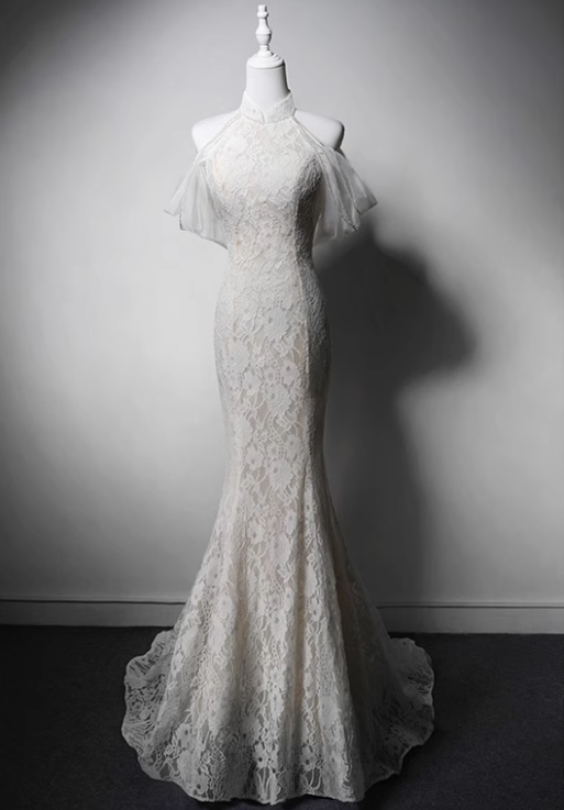 Elegant Wedding Dress Off Shoulder Backless Lace Mermaid Wedding Dress  D3643