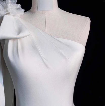 Minimalist Wedding Dress One Shoulder Pleated Mermaid Wedding Dress  D3665