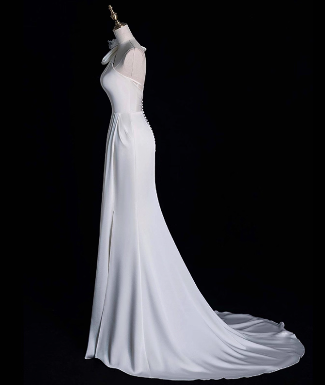 Minimalist Wedding Dress One Shoulder Pleated Mermaid Wedding Dress  D3665