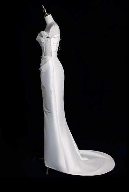 New Arrival Wedding Dress Off Shoulder Pleated Mermaid Wedding Dress  D3666