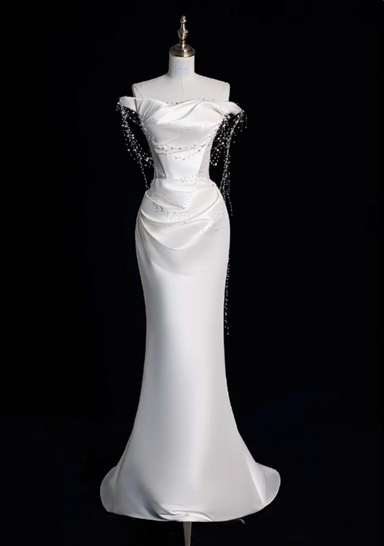 New Arrival Wedding Dress Off Shoulder Pleated Mermaid Wedding Dress  D3666